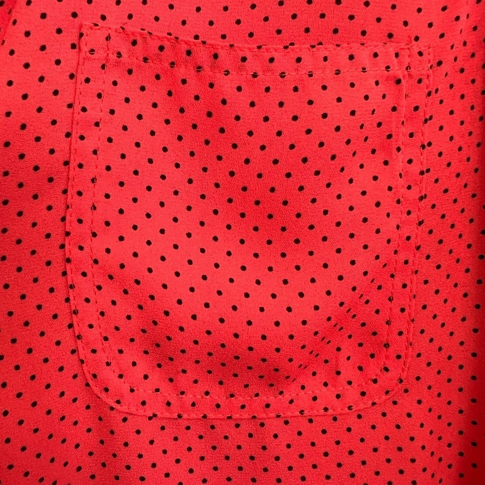 BOUTIQUE FOXCROFT red with fine polka dots blouse m - Picture 5 of 8